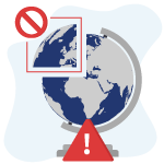 Cut out globe representing geo restrictions icon