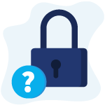 Question mark over padlock icon
